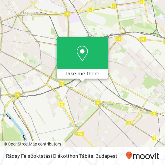 Ráday Felsőoktatási Diákotthon Tábita map