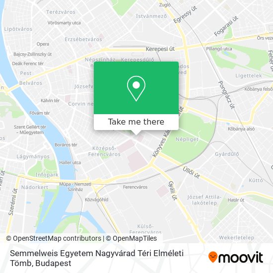 Semmelweis Egyetem Nagyvárad Téri Elméleti Tömb map