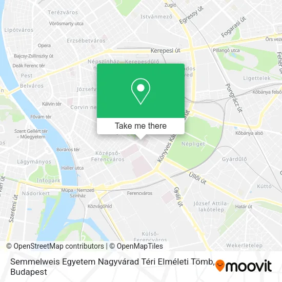 Semmelweis Egyetem Nagyvárad Téri Elméleti Tömb map