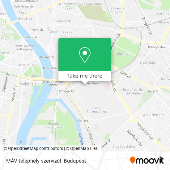 MÁV telephely szervízút map