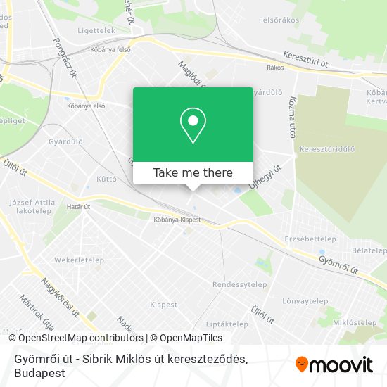 Gyömrői út - Sibrik Miklós út kereszteződés map