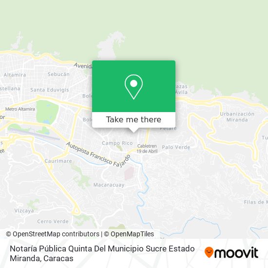 Notaría Pública Quinta Del Municipio Sucre Estado Miranda map