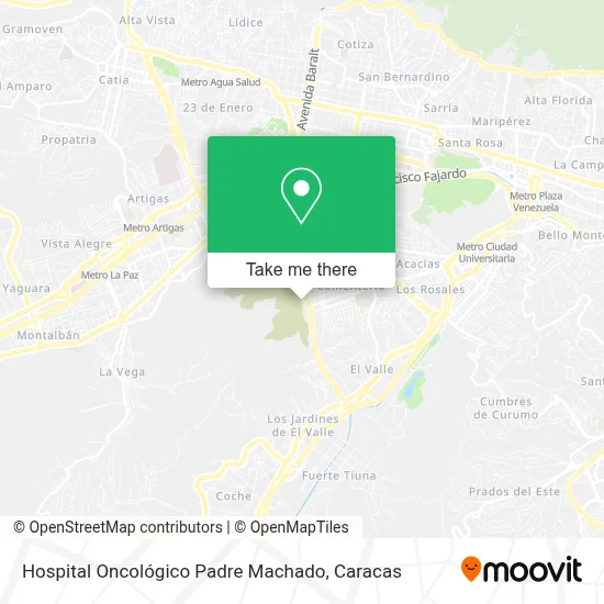 Hospital Oncológico Padre Machado map