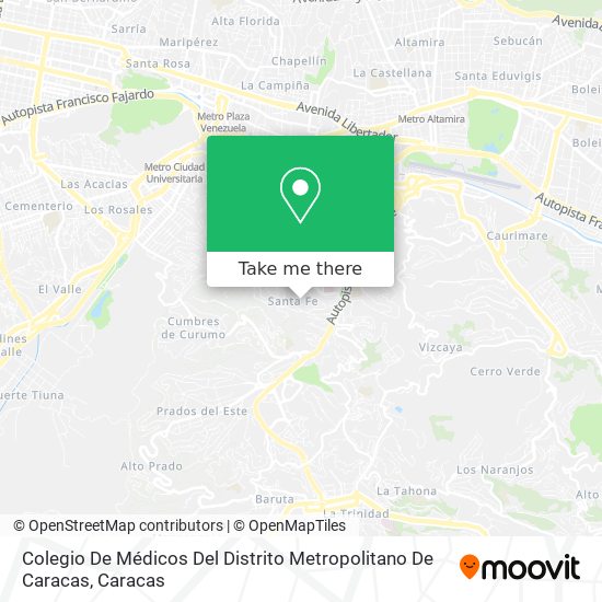 Colegio De Médicos Del Distrito Metropolitano De Caracas map