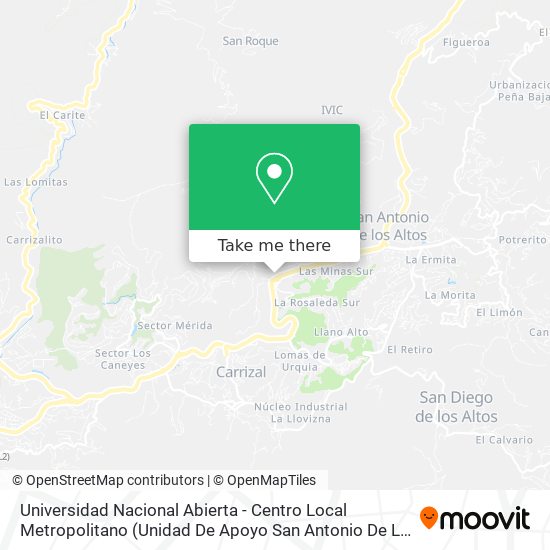 Universidad Nacional Abierta - Centro Local Metropolitano (Unidad De Apoyo San Antonio De Los Altos) map