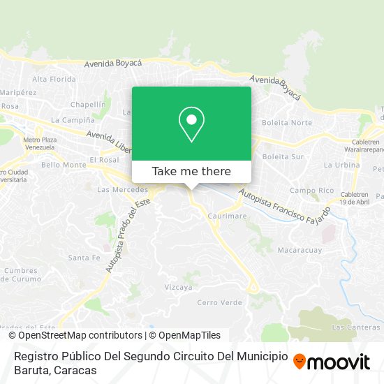 Registro Público Del Segundo Circuito Del Municipio Baruta map