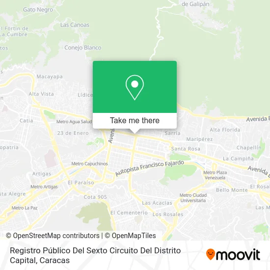 Mapa de Registro Público Del Sexto Circuito Del Distrito Capital