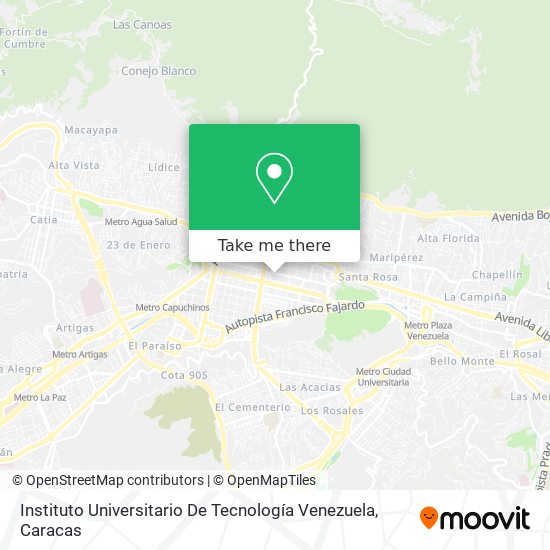 Mapa de Instituto Universitario De Tecnología Venezuela