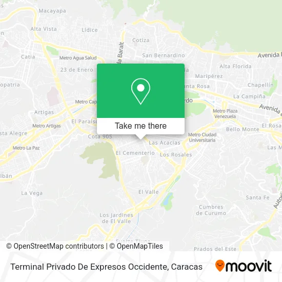 Mapa de Terminal Privado De Expresos Occidente