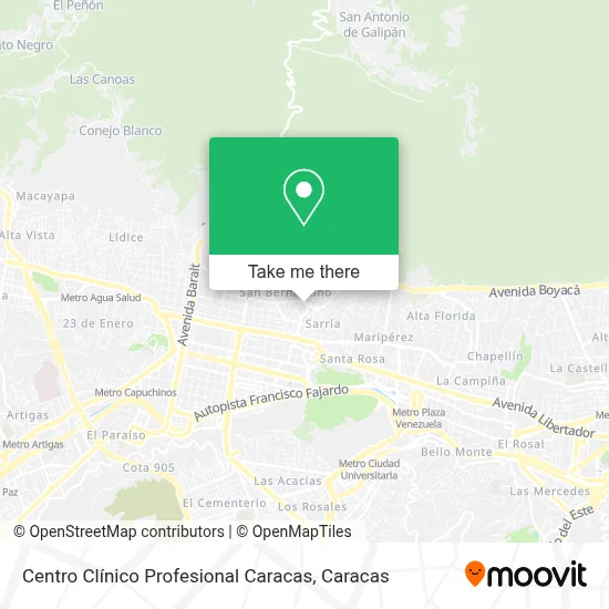 Mapa de Centro Clínico Profesional Caracas