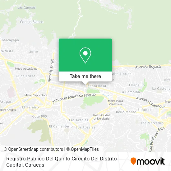 Mapa de Registro Público Del Quinto Circuito Del Distrito Capital