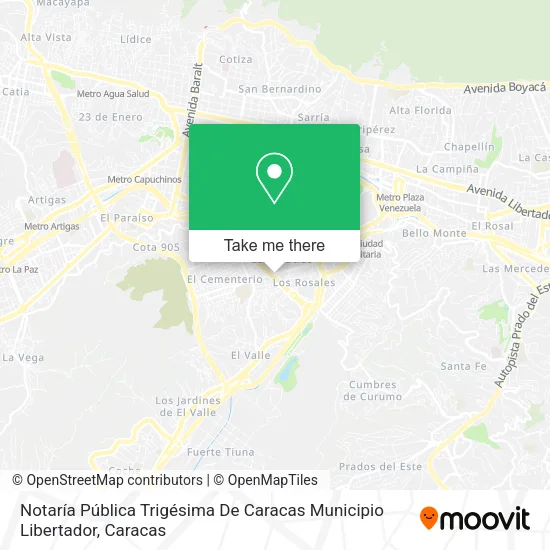 Notaría Pública Trigésima De Caracas Municipio Libertador map