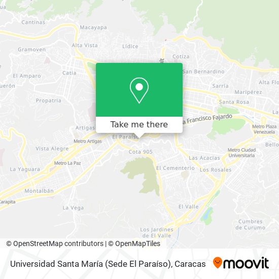 Universidad Santa María (Sede El Paraíso) map