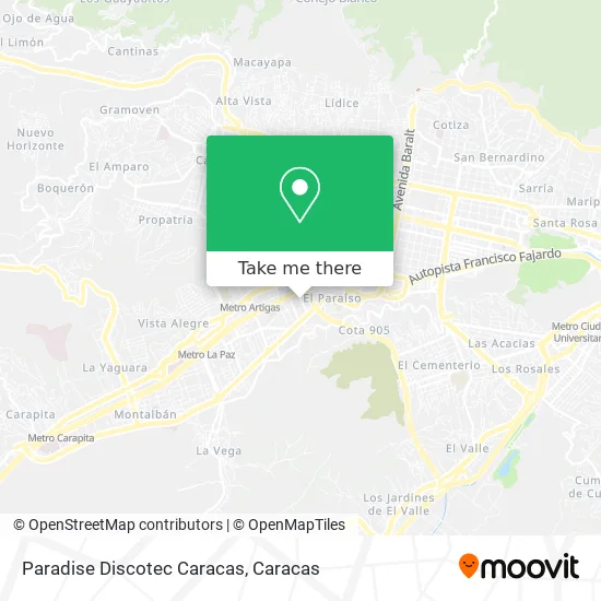 Mapa de Paradise Discotec Caracas