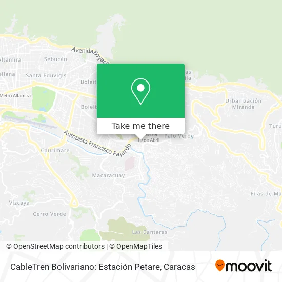Mapa de CableTren Bolivariano: Estación Petare
