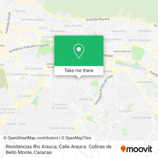 Mapa de Residencias Rio Arauca, Calle Arauca. Colinas de Bello Monte
