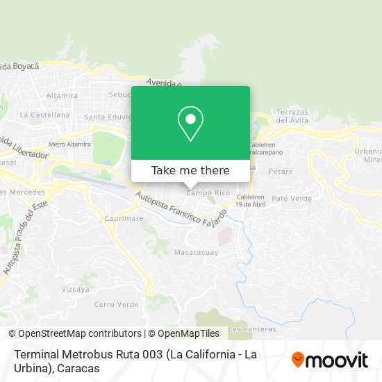 Terminal Metrobus Ruta 003 (La California - La Urbina) map