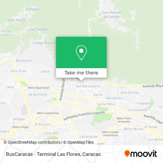 BusCaracas - Terminal Las Flores map