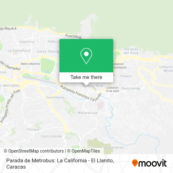 Mapa de Parada de Metrobus: La California - El Llanito