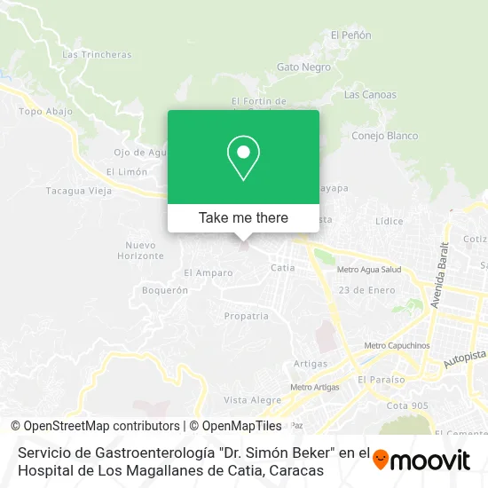 Servicio de Gastroenterología "Dr. Simón Beker" en el Hospital de Los Magallanes de Catia map