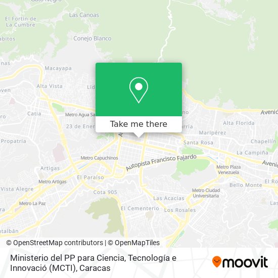 Ministerio del PP para Ciencia, Tecnología e Innovació (MCTI) map