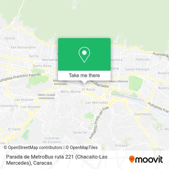 Parada de MetroBus ruta 221 (Chacaito-Las Mercedes) map