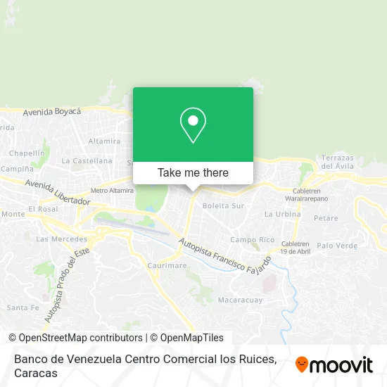 Mapa de Banco de Venezuela Centro Comercial los Ruices