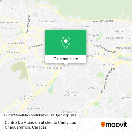 Mapa de Centro De Atencion al cliente Cantv Los Chaguáramos
