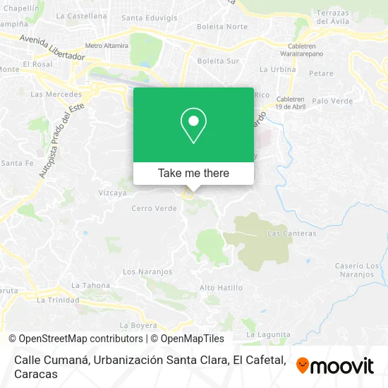 Calle Cumaná, Urbanización Santa Clara, El Cafetal map