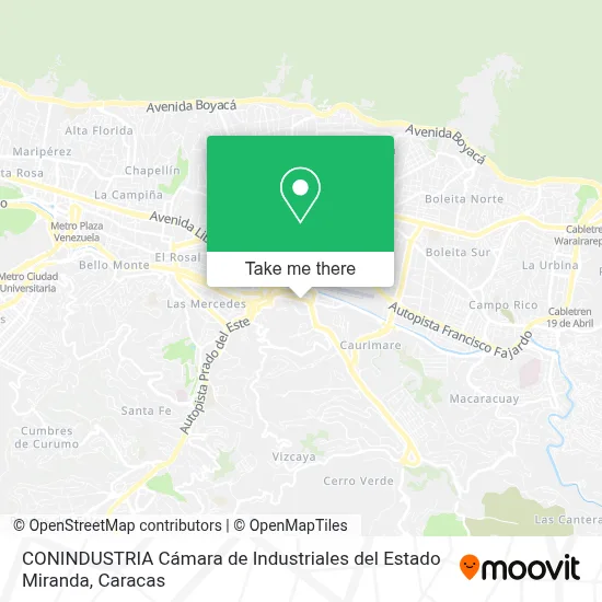CONINDUSTRIA Cámara de Industriales del Estado Miranda map