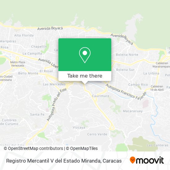 Registro Mercantil V del Estado Miranda map
