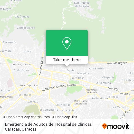 Emergencia de Adultos del Hospital de Clinicas Caracas map