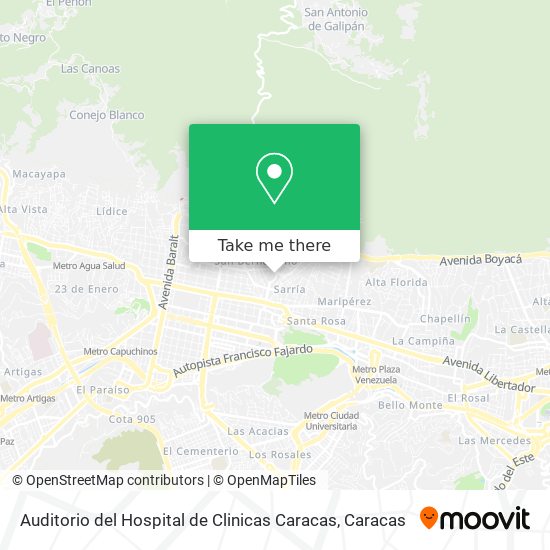 Auditorio del Hospital de Clinicas Caracas map