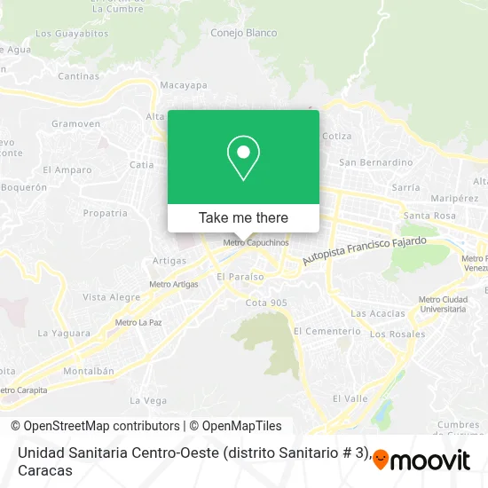 Mapa de Unidad Sanitaria Centro-Oeste (distrito Sanitario # 3)