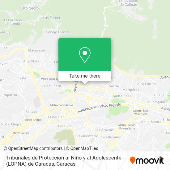Tribunales de Proteccion al Niño y al Adolescente (LOPNA) de Caracas map