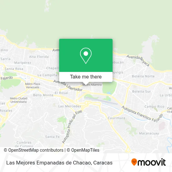Mapa de Las Mejores Empanadas de Chacao