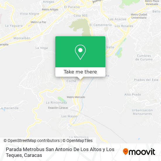 Parada Metrobus San Antonio De Los Altos y Los Teques map