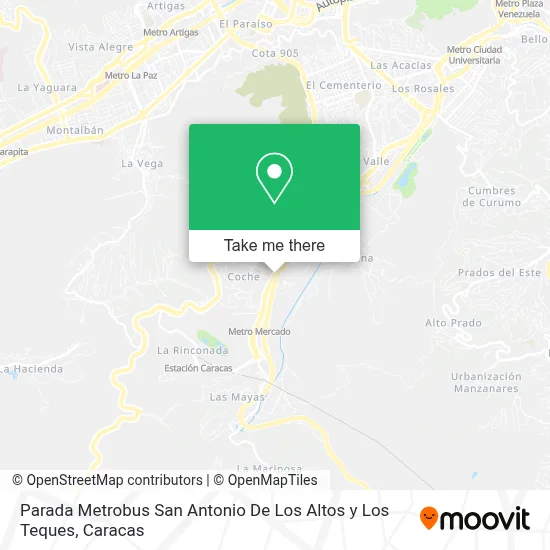 Mapa de Parada Metrobus San Antonio De Los Altos y Los Teques