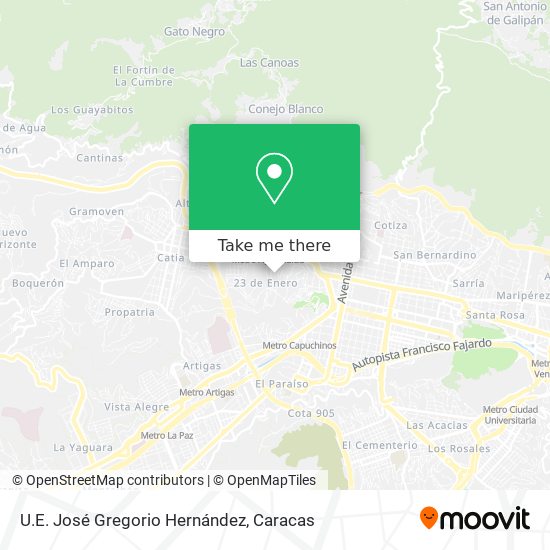 U.E. José Gregorio Hernández map
