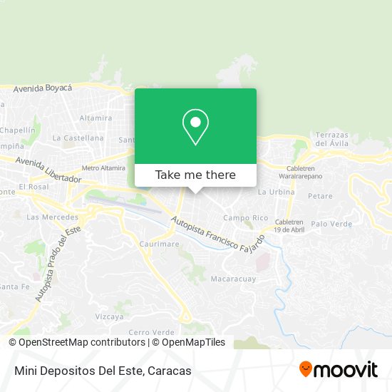 Mapa de Mini Depositos Del Este