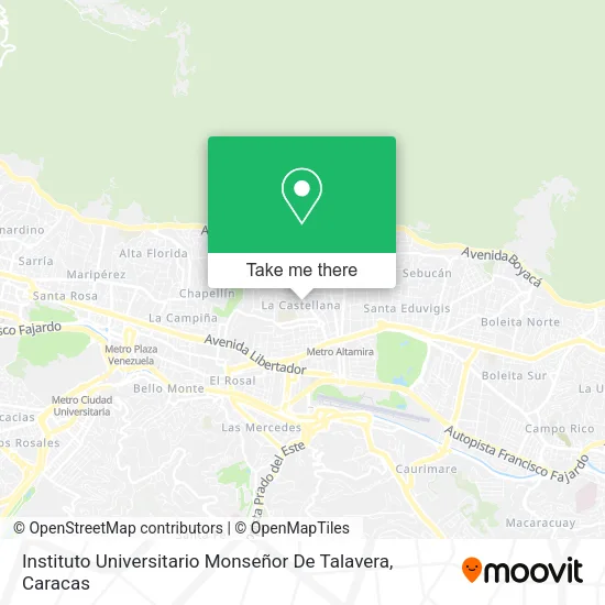 Mapa de Instituto Universitario Monseñor De Talavera