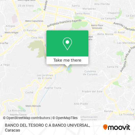 BANCO DEL TESORO C A BANCO UNIVERSAL map