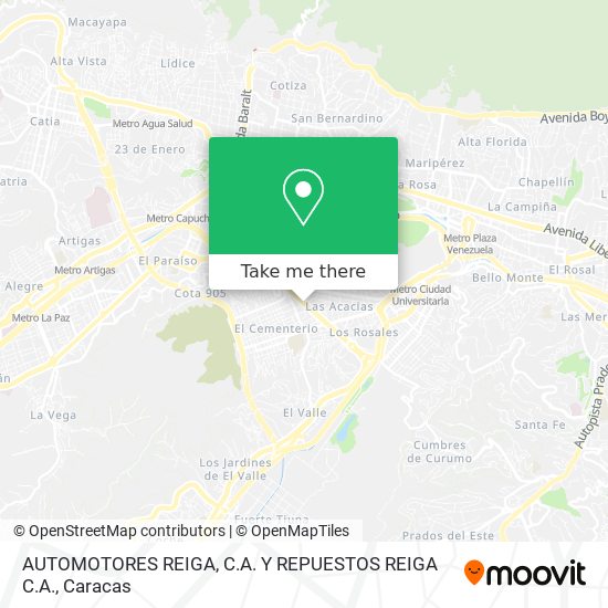 AUTOMOTORES REIGA, C.A. Y REPUESTOS REIGA C.A. map