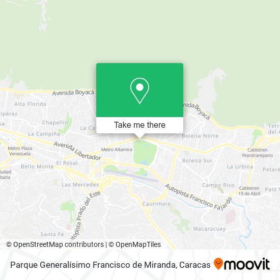 Parque Generalísimo Francisco de Miranda map