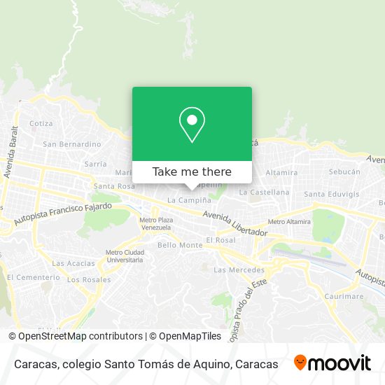 Mapa de Caracas, colegio Santo Tomás de Aquino