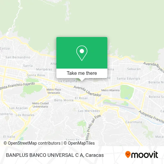 BANPLUS BANCO UNIVERSAL C A map