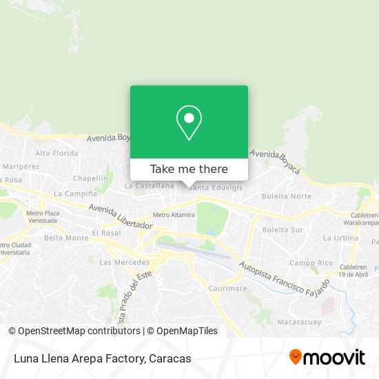 Luna Llena Arepa Factory map