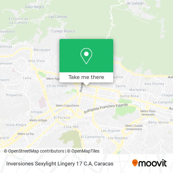 Inversiones Sexylight Lingery 17 C.A map