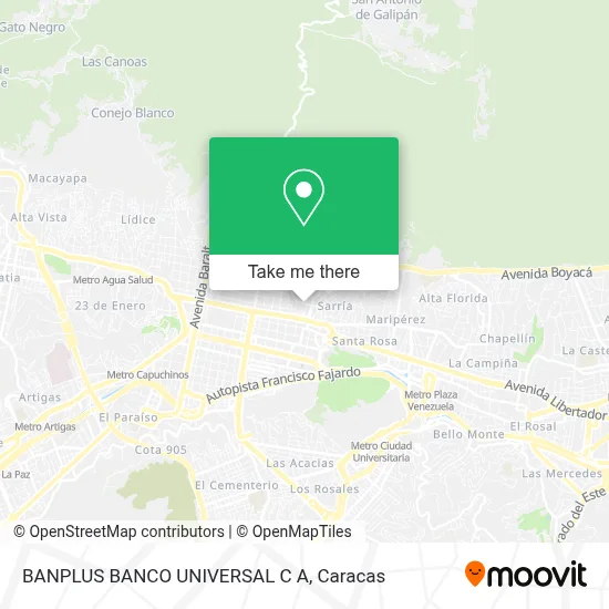 BANPLUS BANCO UNIVERSAL C A map