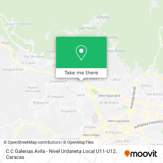 Mapa de C.C Galerias Avila - Nivel Urdaneta Local U11-U12